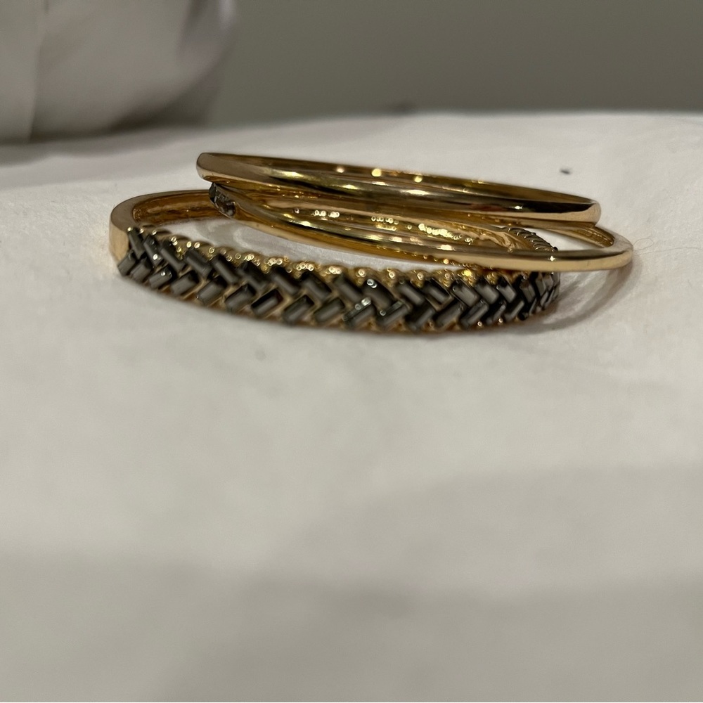 Stacked gold plated bracelet set